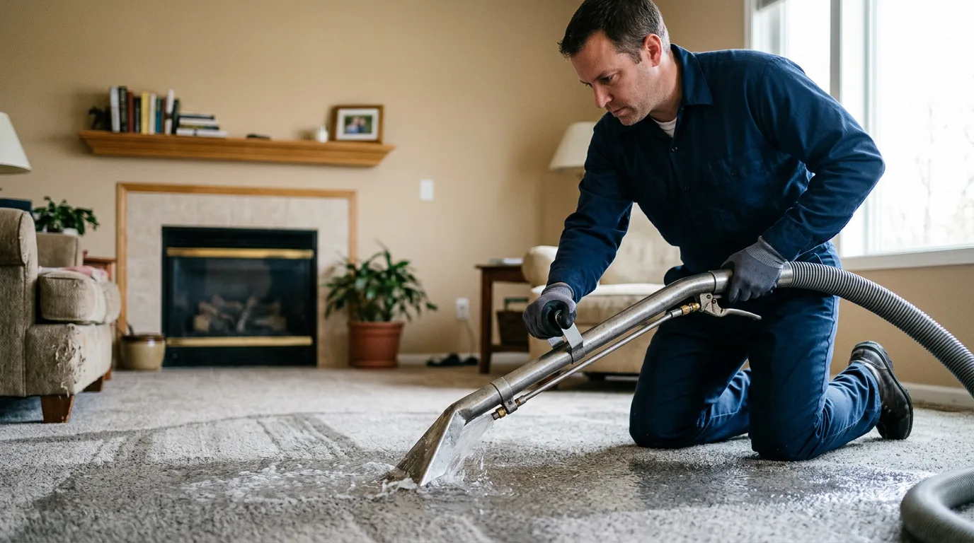 Water damage restoration technician working near Covington, OH